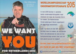 Oproep aan vrijwilligers - WK 2015 Zeeland. Ron Offermans als model op de poster...