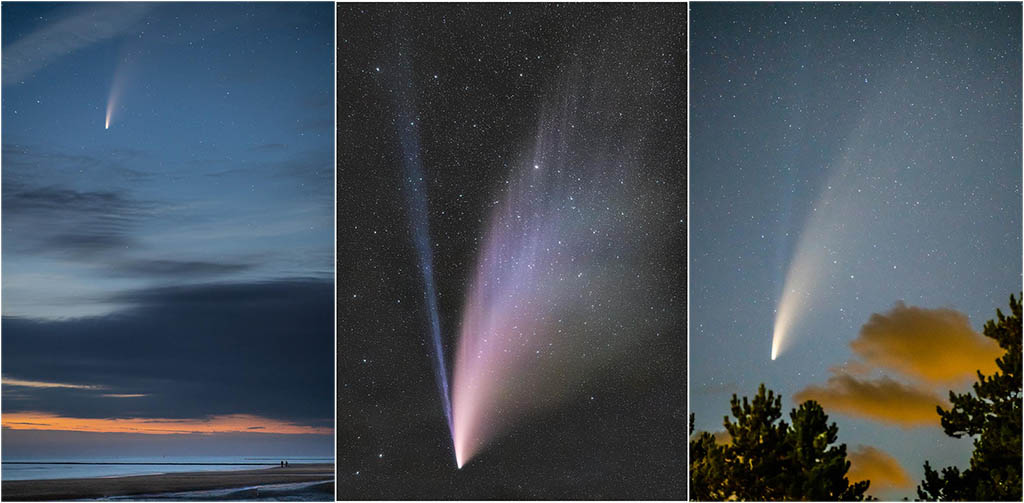 Drie prachtige foto's van de komeet Neowise, maar niet echt origineel.